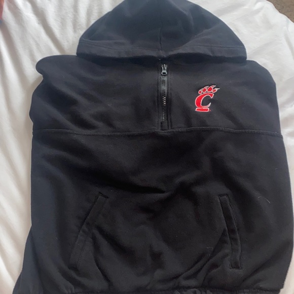 BEARCATS CINCINNATI HALF ZIP HOODIE BLACK LARGE - Picture 2 of 5